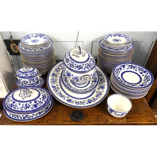 422 - A Victorian blue and white porcelain dinner service in the Aesthetic taste, some with impressed mono... 