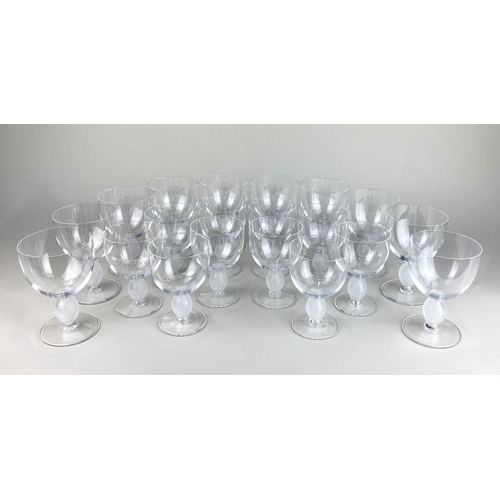 438 - A suite of twenty Lalique 'Langeais' pattern wine glasses, in two sizes, ten being 15cm high by 9.5c... 