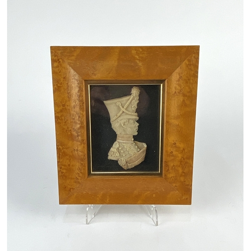 130 - A framed wax portrait profile of a 19th century gentleman, with inscribed paper label verso 'Origina... 