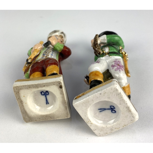 55 - Two 19th century German porcelain zodiac figures for November and Martius (March), each with the zod... 