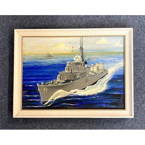 337 - English School (20th century) 'C-Class Destroyer, HMS Cavendish D15 at Sea', signed T L Millington, ... 