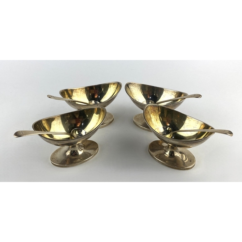 162 - A set of four George III silver pedestal salt cellars and spoons, salts by John Denzilow, London, 17... 