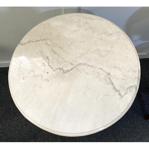 876 - A French Empire style marble topped carved hardwood side table, 20th century, having birds head and ... 