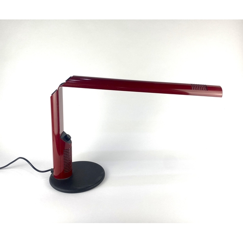 899 - Gianfranco Frattini for Luci Italia: An Abele table lamp, Italian, c. 1970s / 1980s, in red painted ... 