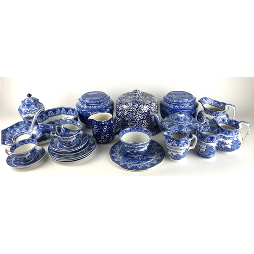 51 - A collection of Cauldon blue and white transfer printed wares, in Arcadian Chariot pattern, includin... 