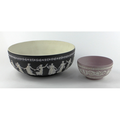 11 - Two Wedgwood Jasperware ceramic bowls, 26cm and 13cm diameters, (2).