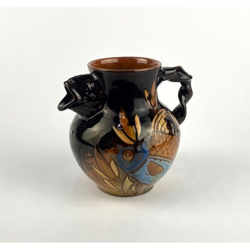 21 - C H Brannam & Son 'Barum Ware' Arts & Crafts ceramic 'fish' jug, signed and dated 1900, 12cm... 