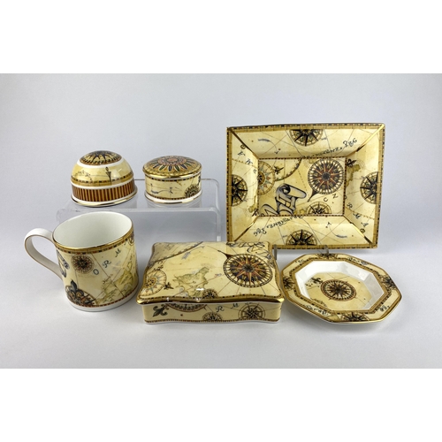 23 - A collection of Wedgwood 'Atlas' pattern porcelain to include a domed paperweight, rectangular dish ... 