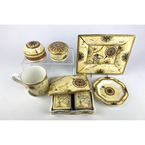 23 - A collection of Wedgwood 'Atlas' pattern porcelain to include a domed paperweight, rectangular dish ... 