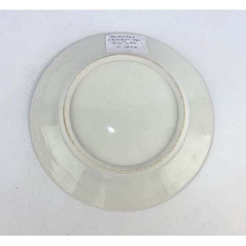 26 - An early 19th century glassy paste porcelain plate painted with flowers, believed Swansea Trident (n... 