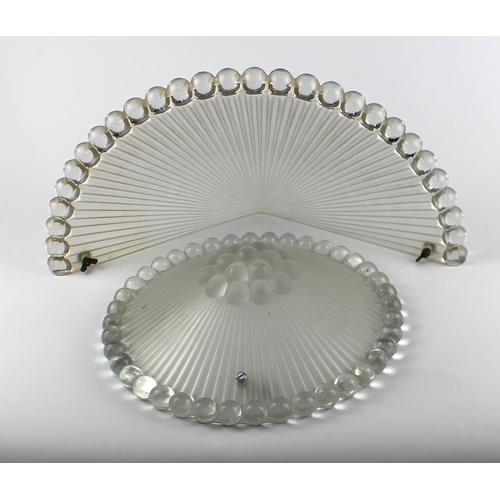 40 - A Rene Lalique 'Perles' Art Deco glass ceiling light (29cm diameter), and a matching wall light (46c... 