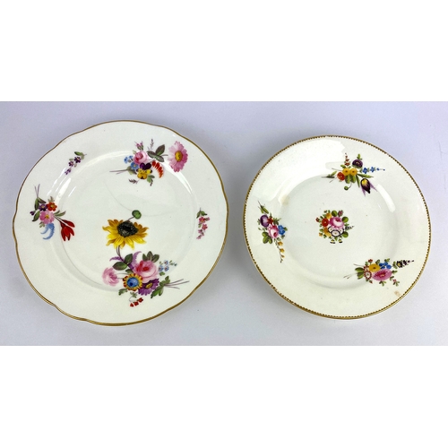 50 - Two early 19th century Nantgarw porcelain plates with handpainted floral decoration and gilt rims, i... 