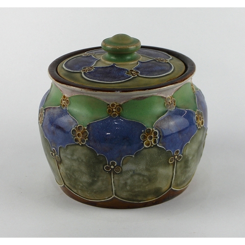 57 - A Royal Doulton stoneware art pottery jar and cover, c.1910 / 1920, various factory / artists marks ... 