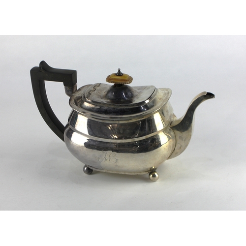 48 - A George III silver teapot, by Robert Hennel & Samuel Hennel, London, 1810, with ebonised handle... 