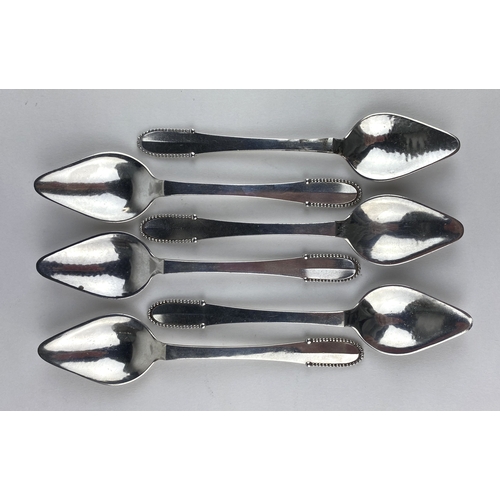 50 - A set of six Georg Jensen beaded silver grapefruit spoons 5oz