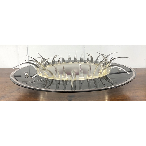 11 - A Svaja art glass large centrepiece dish with black border and striking piked design 60cm diameter (... 
