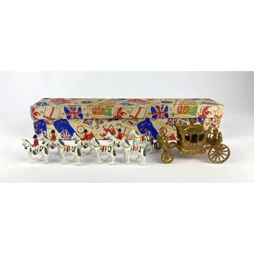 142 - A Crescent coronation coach and horses with original box and ribbon, and a Daily Mail excerpt dated ... 