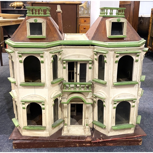 146 - A G. & J. Lines 'Kits Coty' Edwardian dolls house, c.1910, modelled as double fronted villa with... 