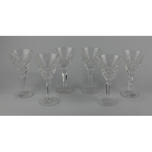 16 - A set of six Waterford Crystal 'Tyrone' wine glasses, each marked 'Waterford' to base, height 16.5cm... 