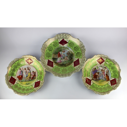 20 - A pair of Victoria Altrohlau Vienna style porcelain chargers, 19th century, each with central classi... 