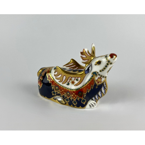 29 - A Royal Crown Derby 'Reindeer' paperweight, decorated in typical Imari colours, with gold stopper an... 