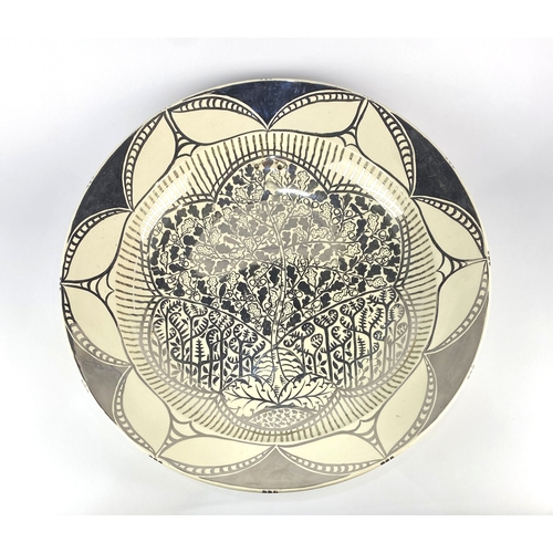 4 - A large Art Pottery silver lustre wall charger by Louise Powell (British, 1865-1956) for Wedgwood, p... 