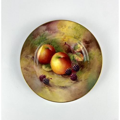 58 - A Royal Worcester side plate, retailed by Townsend & Co., painted by H. Ayrton, decorated with f... 