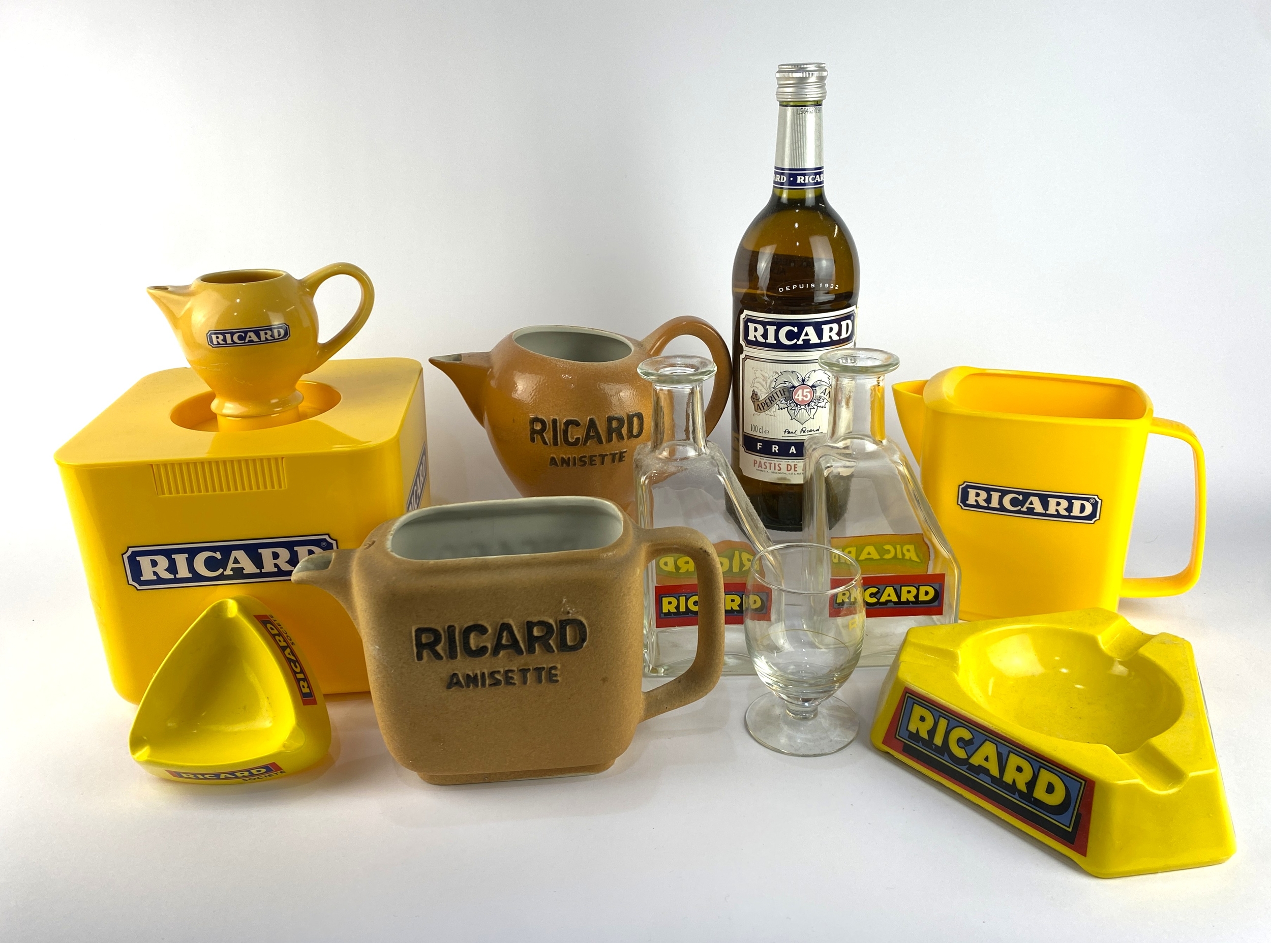 Liqueurs and spirits: a 100cl bottle of Ricard pastis, together with a ...