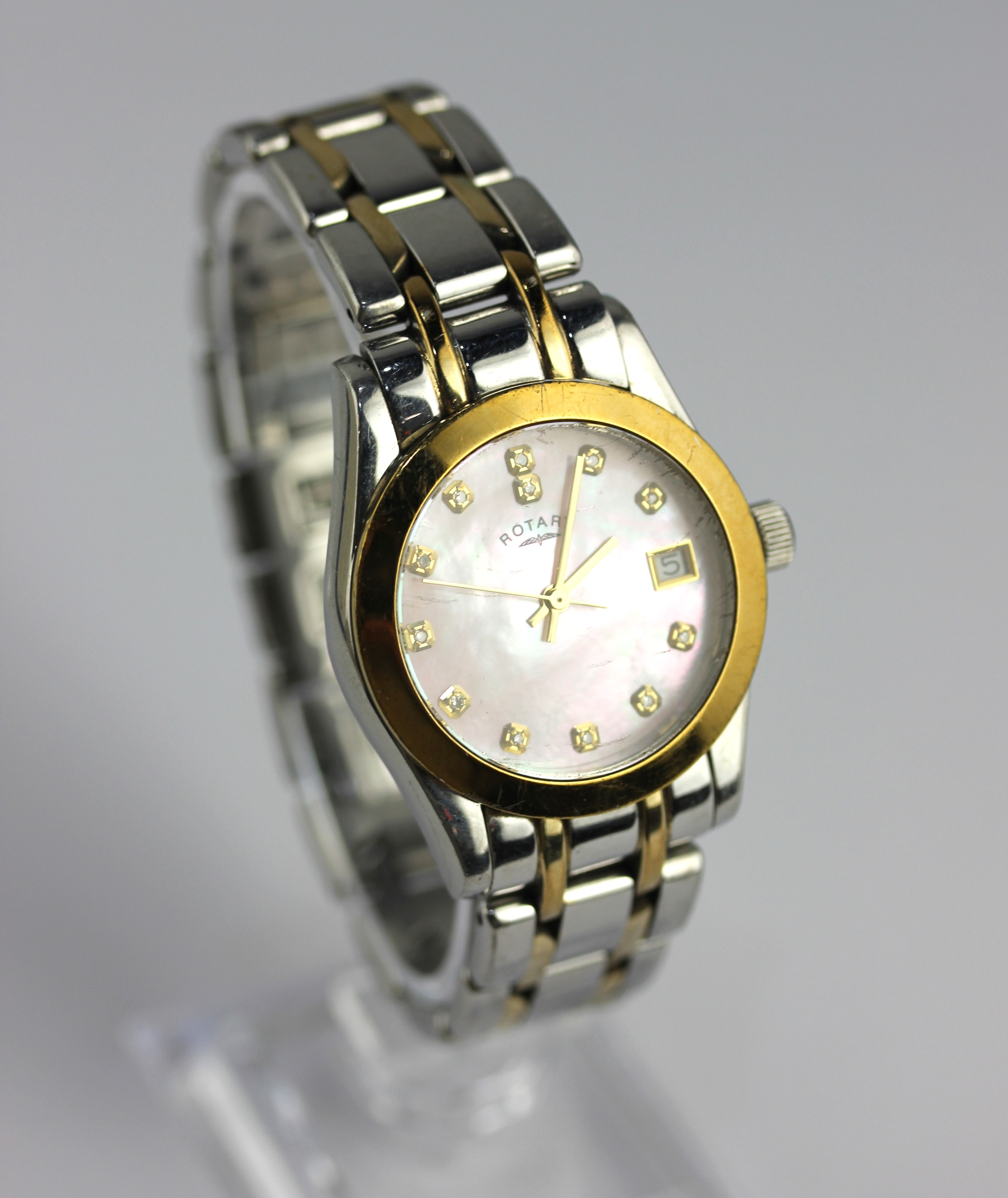 A Rotary Rocks steel and gilt metal gentlemans bracelet wristwatch, the ...