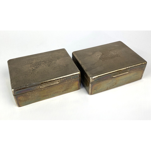55 - Two Elizabeth II silver cigarette boxes, by W. T. Toghill & Co., Birmingham, one 1959 the other ... 