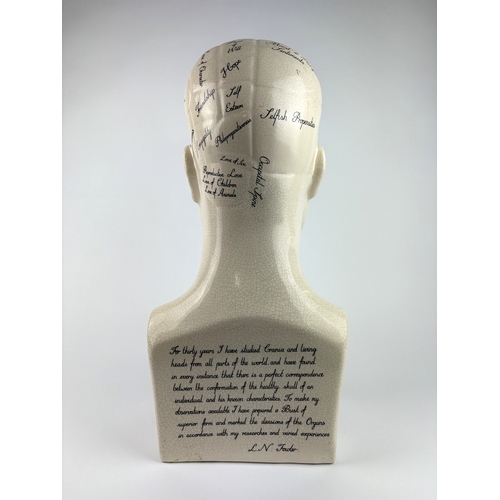 13 - A large ceramic Phrenology bust, marked 'L N Fowler, 337 Strand, London', 48cm high.... 