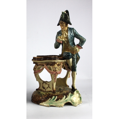 19 - A pair of continental figures of chess players, modelled as a male and female figure in 18th century... 