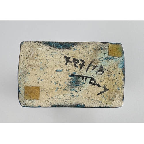 34 - A 1970s Bitossi pottery 'Rimini Blu' vase designed by Aldo Londi, of rectangular form with impressed... 