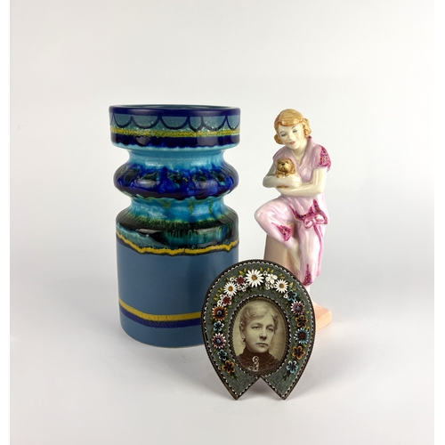 61 - A Gouda blue 'Flora' pattern vase 17.5cm high, a Royal Doulton Archives 'The Bather Collection' mode... 