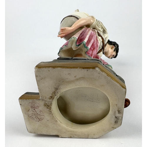 65 - A 19th century Worcester porcelain figure of an ancient female water carrier, factory mark underside... 