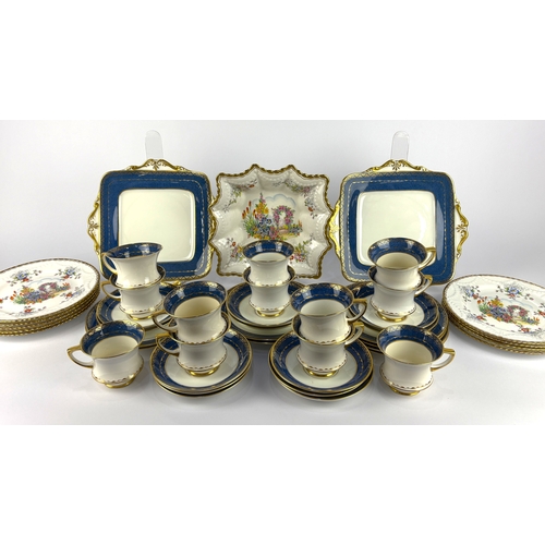 79 - A vintage Lawley's Pargon fine bone china tea service decorated with lavish gilt trim on speckled bl... 