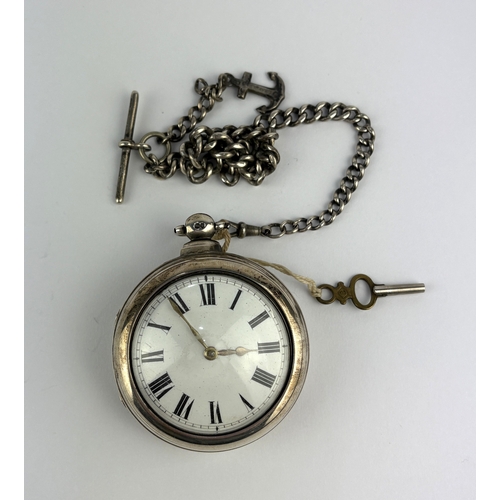 1 - A Victorian silver pair cased, key wind, open faced pocket watch the gilt fussee movement with a ver... 