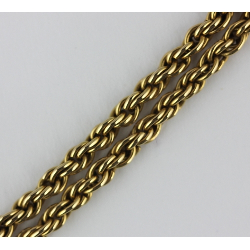 128 - A gold rope twist neck chain detailed 14k 585, on a bolt ring clasp, weight 28.9g.... 
