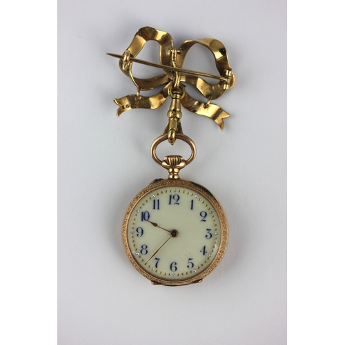 178 - A ladies gold cased blue enamelled and rose diamond set keyless wind open-faced fob watch detailed 0... 