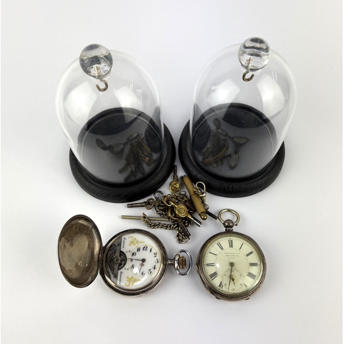 28 - A Hebdomas keyless wind, hunting cased pocket watch with visible escapement to the dial and the case... 