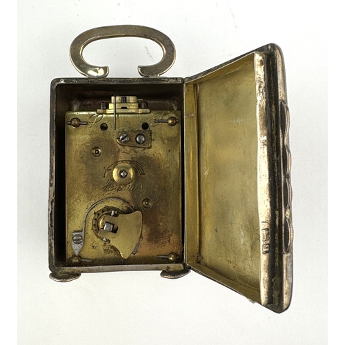371 - A George V silver cased miniature travelling desk clock, case by Needham Bros., London, 1911, white ... 