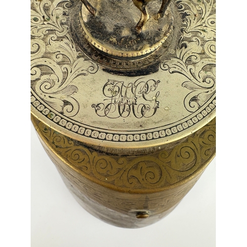 184 - A Victorian taxidermy desk top inkwell, with silver plated and brass mounts to the horses hoof, havi... 