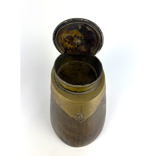 184 - A Victorian taxidermy desk top inkwell, with silver plated and brass mounts to the horses hoof, havi... 