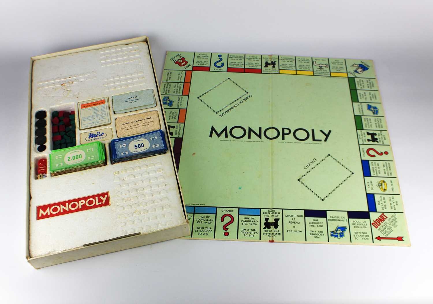 A French Pre-War Monopoly Set; produced by the MIRO Company, with ...