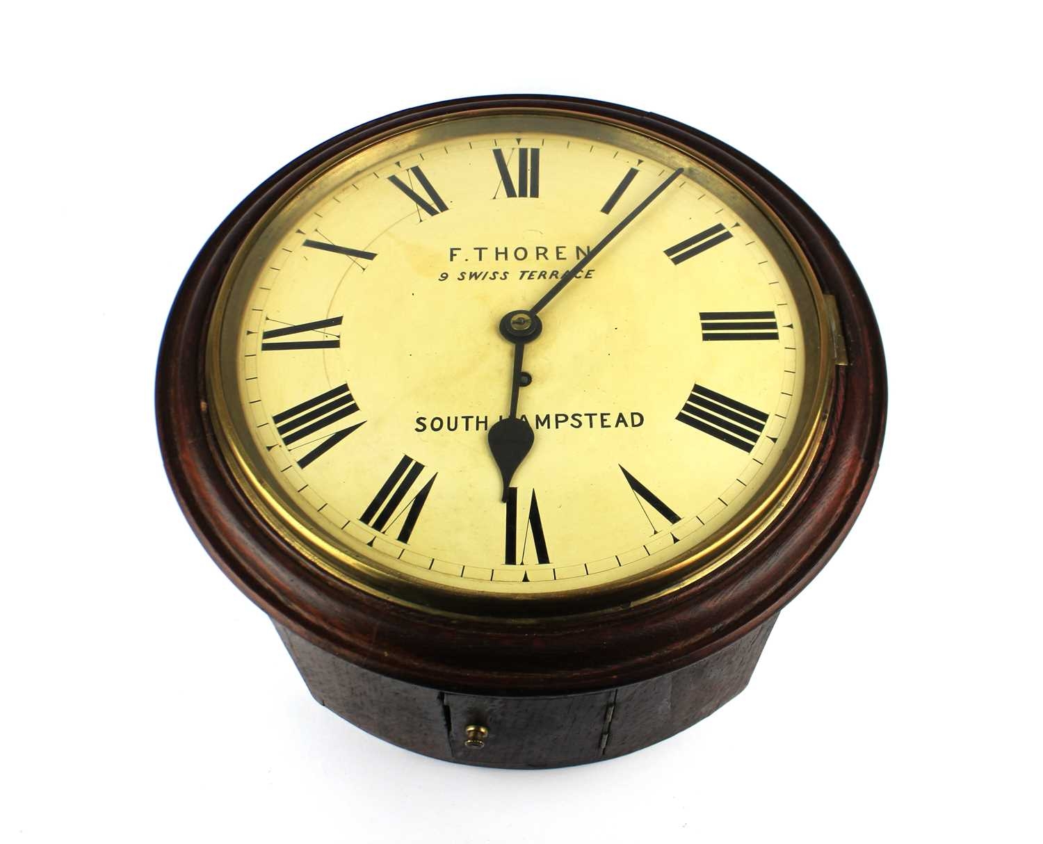 A 19th century oak cased circular dial wall clock / school clock ...
