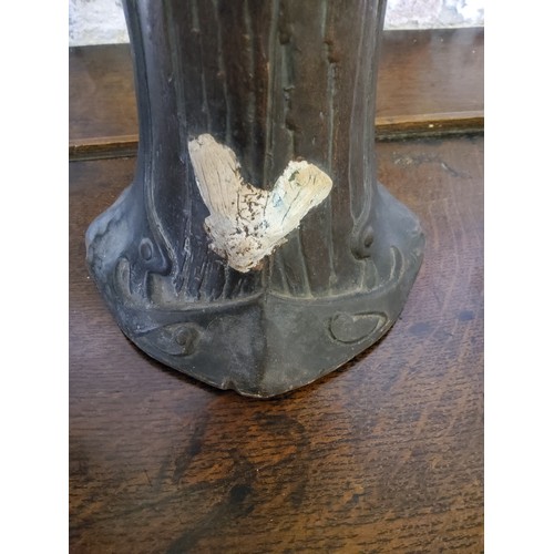 1 - A pair of Bretby Clanta faux bois two handled vases with applied dragonflies, butterflies & moth... 