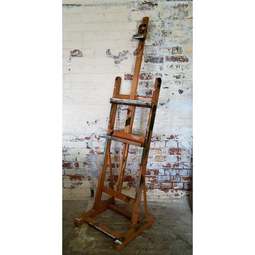 39 - A modern artists easel by Mabef, Italy 195cm high; small suitcase holding various artists materials ... 