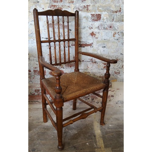 82 - A 19th century bent wood rattan stool; an early 20th century rush seated hall chair; a modern twenty... 