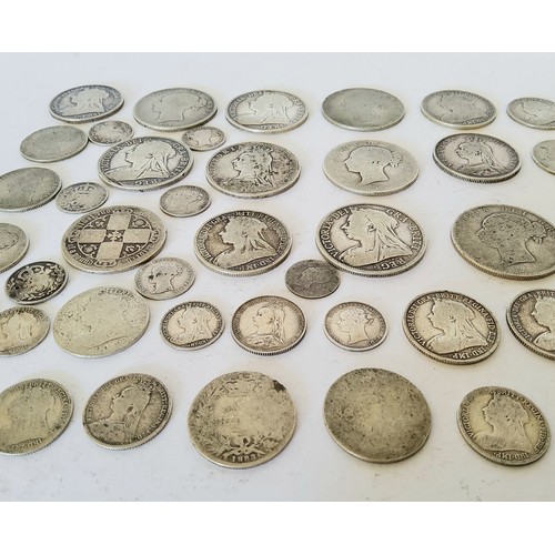 90 - Silver Coinage - Queen Victoria - half crowns, florins, sixpences etc 255g gross