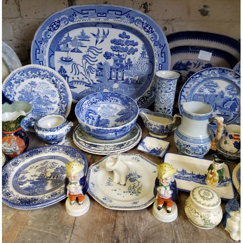 108 - Decorative Ceramics -  Victorian blue & white meat plates; a Copeland Spode bowl; a Wood & S... 